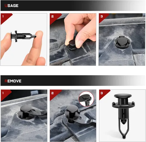 Miniatura 6 de Nilight 100 clips automotrices de nailon tipo empuje, retenedor de remaches, cubierta de parachoques trasero tipo empuje para Toyota #52161-02020