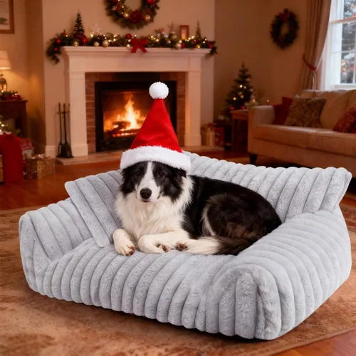 Miniatura 10 de Lindo sofá cama para gatos de interior, sofá esponjoso para gatos con forro polar de pana suave de alta calidad, lindas camas para perros pequeños