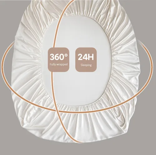 Miniatura 3 de OBONG Sábana bajera ajustable de tamaño queen, 100% Tencel Lyocell, Sábanas refrescantes suaves y sedosas, tejido de satén con bolsillo profundo