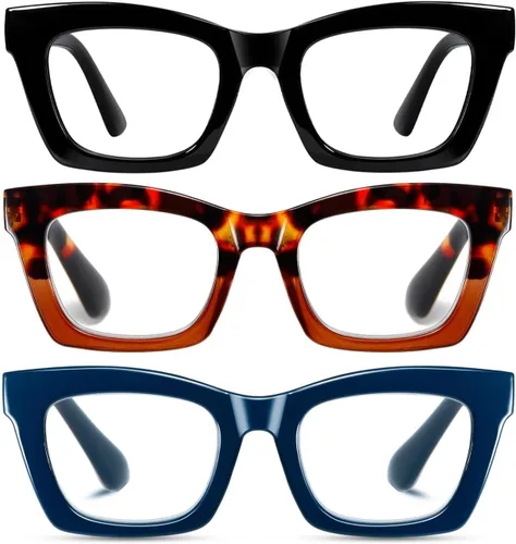 Hubeye Oprah Style - Lentes de lectura para mujeres y hombres, bloqueo de luz azul, para computadora con bisagra de resorte Negro