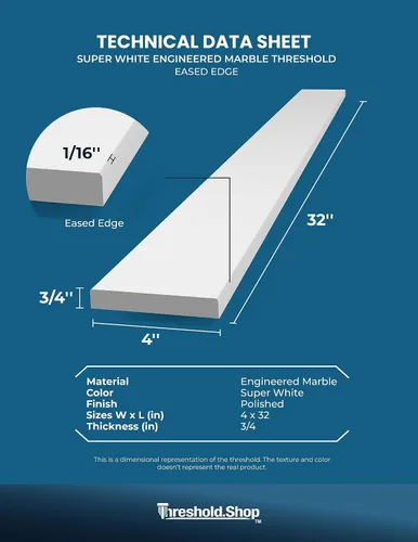 Miniatura 10 de Umbral de Mármol Artificial Súper Blanco para Bordillo de Ducha, Protector contra Salpicaduras de Tocador de Baño, Alféizar de Ventana, Transiciones