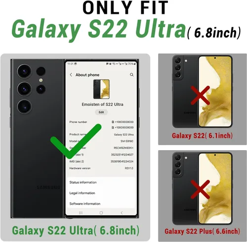 Miniatura 2 de SUANPOT Funda de cuero tipo cartera para Samsung Galaxy S22 Ultra con bloqueo RFID, tarjetero para tarjetas de crédito, funda de teléfono con tapa