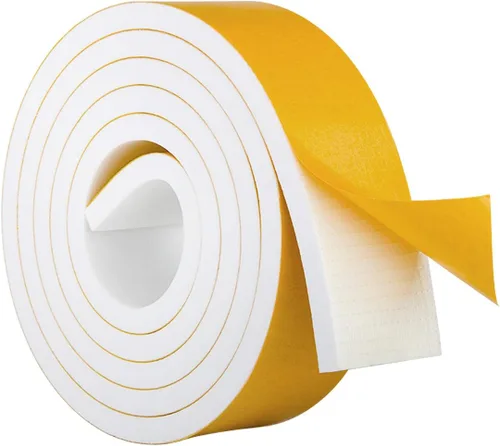 Miniatura 21 de Burlete de cinta de espuma autoadhesiva blanca para puertas y ventanas de 1 pulgada × 3/4 pulgada × 13 pies, tira de sellado de espuma de alta Blanco