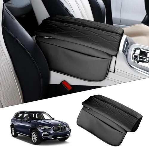 Karltys Funda de consola central para BMW X5 G05/X7 G07 2019-2025 2026/X6 G06 2020-2025 2026, funda de cuero para reposabrazos de consola central