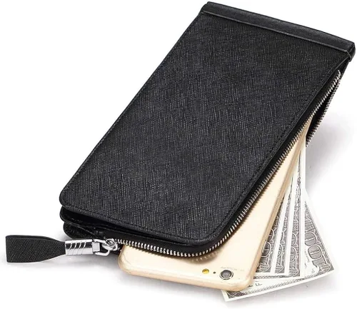Miniatura 5 de Huztencor cartera de cuero con bolsillo para tarjeta de crédito bloqueo RFID, billetera, funda para tarjetas para mujer