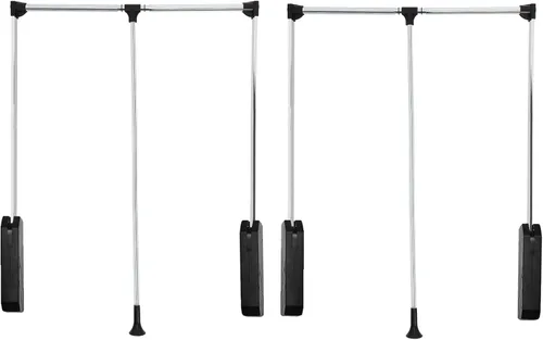 Miniatura 9 de Barra de armario desplegable, capacidad de carga de 60 libras, acero inoxidable ajustable de 35 a 46.5 pulgadas, organizador de riel elevador