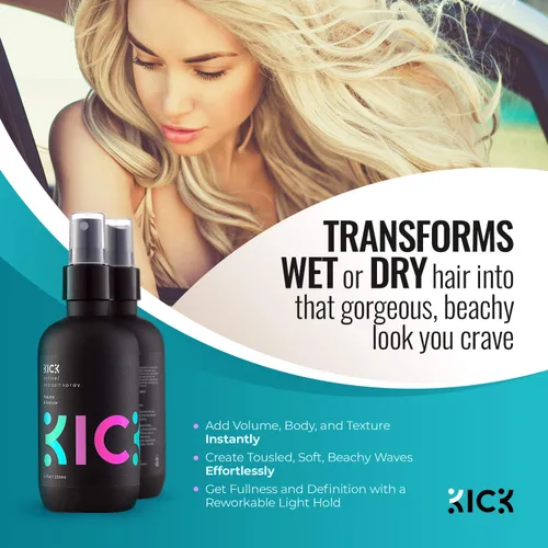 Miniatura 6 de Kick Champú + acondicionador + espray de sal marina estilo esencial paquete de alto rendimiento anticaspa limpia/acondicionador para cabello