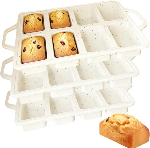 Miniatura 9 de 1 mini moldes de silicona antiadherentes con guantes de marco de metal, 8 moldes para pan de cavidad de tazas, moldes pequeños para hornear, moldes