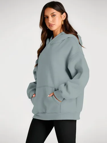 Miniatura 217 de Trendy Queen - Sudaderas extragrandes con capucha para mujer, suéteres de manga larga, sin botones, de vellón, de otoño, ropa de invierno