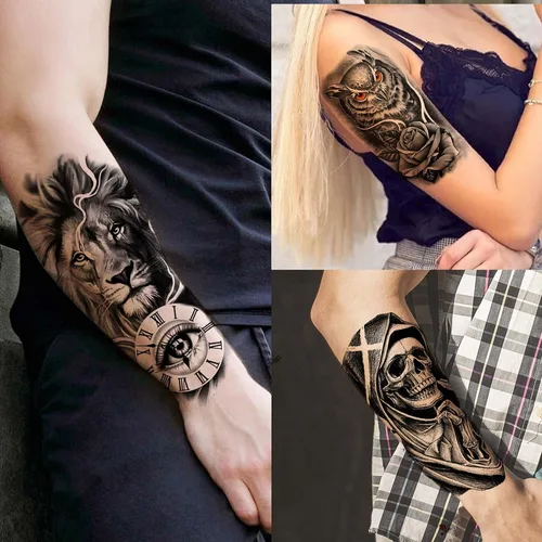 Miniatura 6 de EGMBGM 52 hojas de tatuajes temporales pequeños para niños, niños y niñas, tatuajes tribales de animales, mariposas, anclas, brújulas, pegatinas