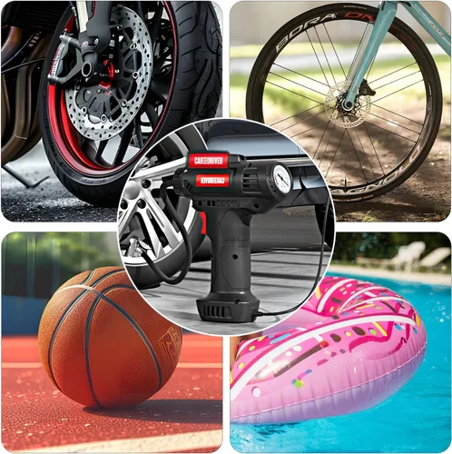 Miniatura 5 de Compresor de aire inteligente CAD-KH1001 - Inflador digital portátil de neumáticos de 12 V PSI ajustable con apagado automático 3 accesorios