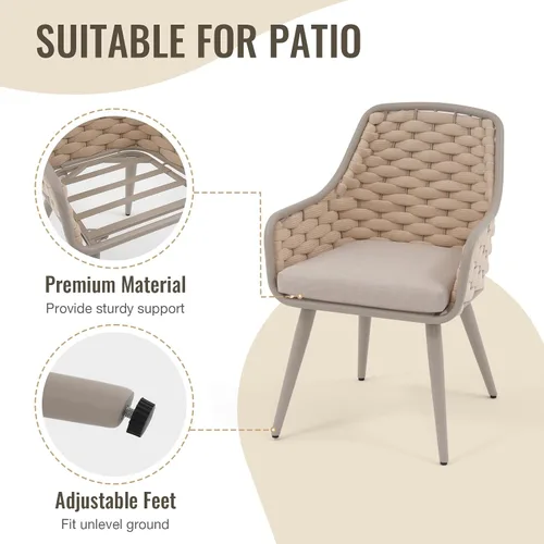 Miniatura 6 de SUNSITT Juego de 2 sillas de comedor contemporáneas para exteriores, sillas de comedor de metal para patio con cojines resistentes a la intemperie