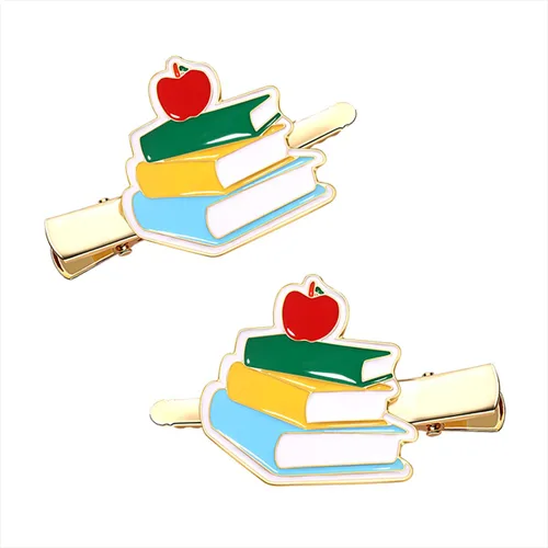 Miniatura 9 de 2 pares de pinzas para el pelo de manzana y autobús escolar para el regreso a la escuela, regalos de agradecimiento al profesor