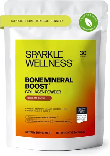 Miniatura 11 de Sparkle Wellness Bone Mineral Boost (naranja) [30 porciones] Suplemento de colágeno en polvo Péptidos de colágeno bioactivos FORTIBONE