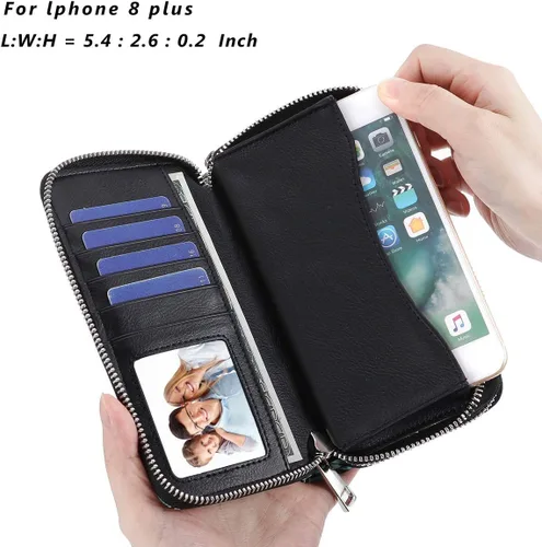 Miniatura 2 de HAWEE - Cartera para teléfono celular, con dos cierres y correa larga extraíble para la muñeca, para mujer