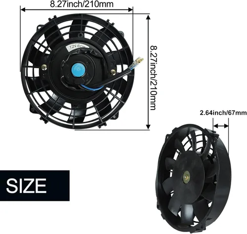 Miniatura 2 de 7 "pulgadas universal delgado ventilador push pull radiador eléctrico refrigeración 12V kit de montaje negro