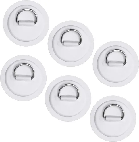 TOBWOLF 6 Pack Stainless Steel D-Ring Patch for Inflatable Boat Kayak Dinghy SUP, D-Ring PVC Patch Stand-Up Paddleboard Canoe Rafting Accessories,