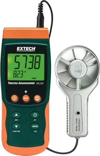 Extech Termoanemómetro y Datalogger de paletas de metal SDL300, 2.80" de diámetro.