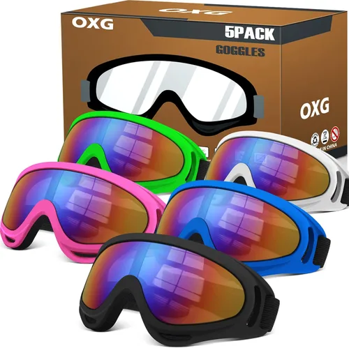 Miniatura 10 de OXG 5 pares de gafas de motocicleta para jóvenes, hombres y mujeres, gafas ATV de esquí, gafas anti-UV, a prueba de polvo y viento, para bicicletas