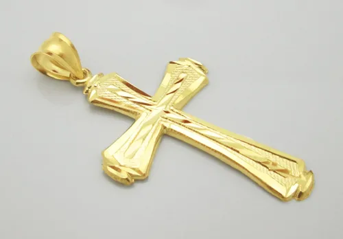 Miniatura 2 de AMZ Jewelry Colgante de cruz de oro amarillo de 10 quilates para hombre con corte de diamante dije de crucifijo de oro de 21 pulgadas Oro
