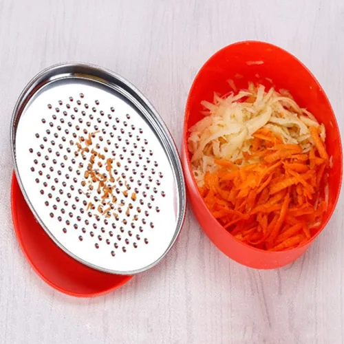 Miniatura 5 de Rallador de queso con recipiente y tapa, juego de caja de rallador de acero inoxidable, 7.09 x 2.76 pulgadas, rojo, 2 cuchillas, rallador de cocina