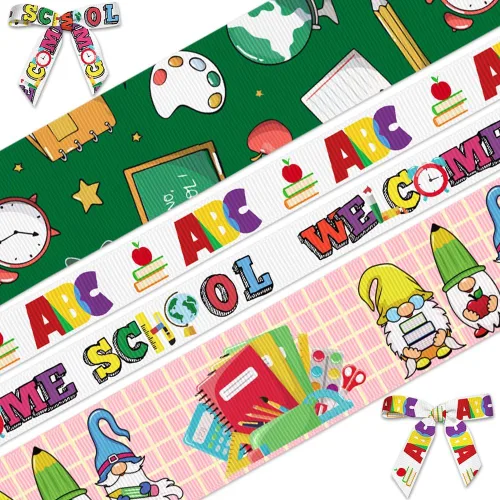 Miniatura 6 de 4 rollos de cinta de 20 yardas de vuelta a la escuela para manualidades, lazos de corona, cintas para profesores, regalo de agradecimiento al