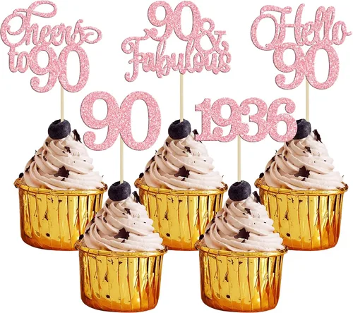 Miniatura 12 de Gyufise Paquete de 24 adornos negros para cupcakes de 10.º cumpleaños con purpurina negra 10 Ten Hello 10 Dights dobles desde 2015 para decoraciones