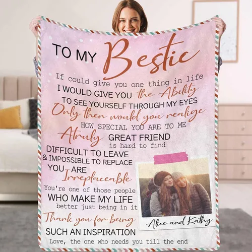 YESCUSTOM Manta personalizada de collage de fotos para mejor amiga o mejor amiga, mantas con imagen personalizada con texto en inglés "To My