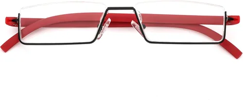 Miniatura 2 de REAVEE Elegantes lentes de lectura de medio marco para mujeres y damas, media lente, ligeros, rectangulares, de metal, portátiles, con estuches