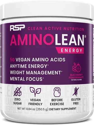 Miniatura 11 de RSP NUTRITION AminoLean Pre Entrenamiento, Energía Limpia Sin Nerviosismo, Hormigueo o Caída, Apto para Veganos con Biotina Añadida para Cabello