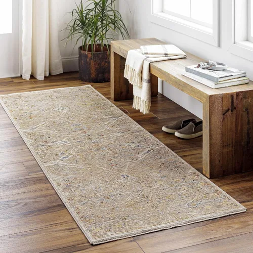 Miniatura 7 de Hauteloom Kunzite - Alfombra de área para sala de estar, dormitorio, borde de medallón floral geométrico envejecido, tradicional oriental de Marrón