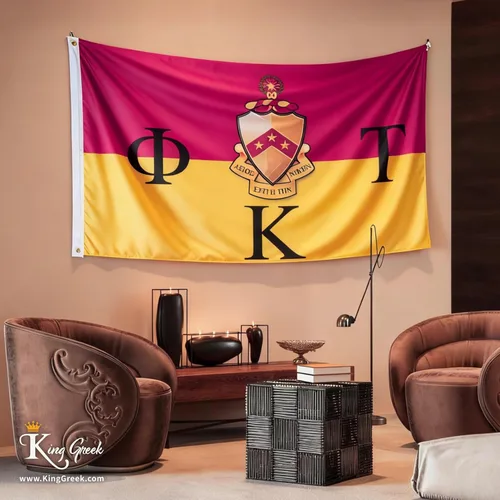 Miniatura 3 de Bandera griega de Phi Kappa Tau de la fraternidad oficial, ojales de latón y doble costura, pancarta de poliéster para decoración de pared