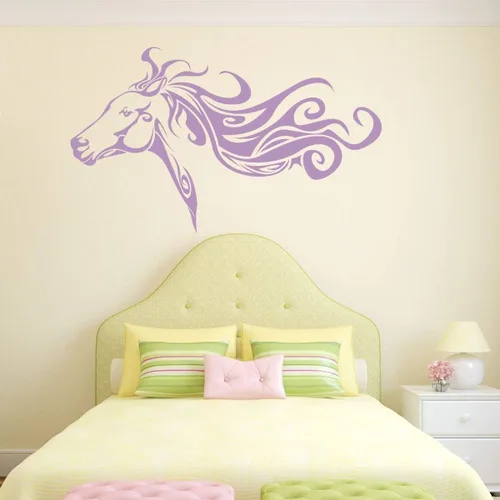 Miniatura 8 de Calcomanía de pared de vinilo de cabeza de caballo con nombre personalizado para dormitorio de niñas o niños Adhesivo decorativo artístico