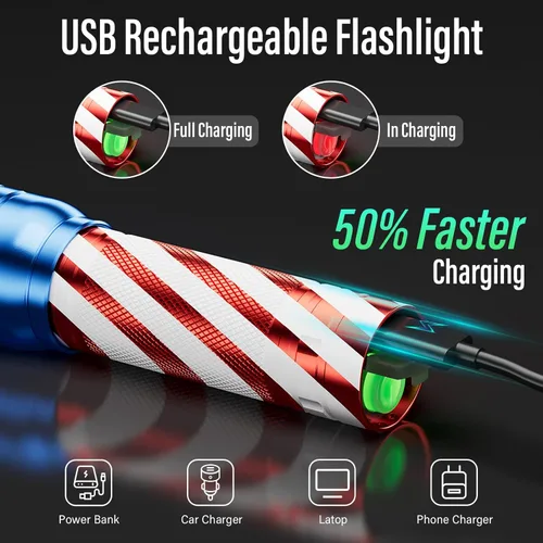 Miniatura 3 de RECHOO Linterna recargable, 1 unidad, luz brillante de grado militar, altos lúmenes con enfoque ajustable y 3 modos de iluminación, linterna LED