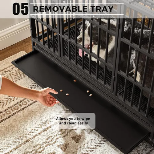 Miniatura 5 de Otaid - Jaula para perros indestructible, resistente de 48 pulgadas, a prueba de escapes, para perros de alta ansiedad, jaula para perros