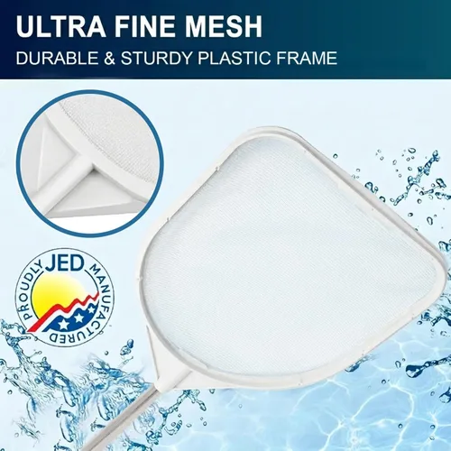 Miniatura 3 de Jed Pool Tools 40-376F - Espumador de hojas de malla fina para piscina y spa con asa, color blanco