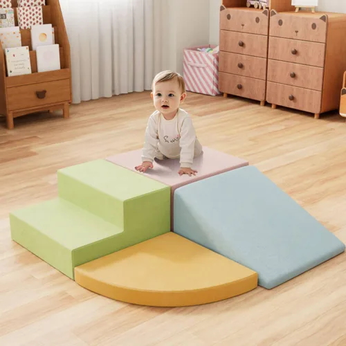 Bloques de escalada de espuma de 4 piezas para niños pequeños, gimnasio de escalada para bebés con espuma de ultra alta densidad para gatear y