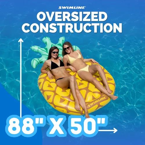Miniatura 6 de Swimline Pineapple Jumbo Isla Flotante para Piscina Amarillo/Verde 88x50 pulgadas Piña