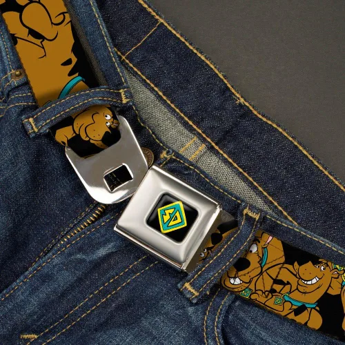 Miniatura 2 de Cinturón de seguridad con hebilla Scooby Doo Stacked CU negro 1.0in de ancho 20 36 pulgadas de longitud