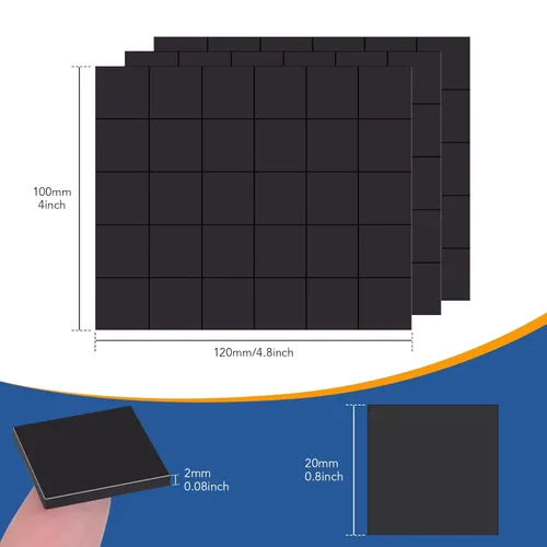 Miniatura 2 de DIYMAG Hojas Magnéticas Adhesivas Cuadradas, Cinta Magnética Flexible Pegable (Cada una 20x20x2mm), Imanes con Adhesivo para Manualidades, Fotos