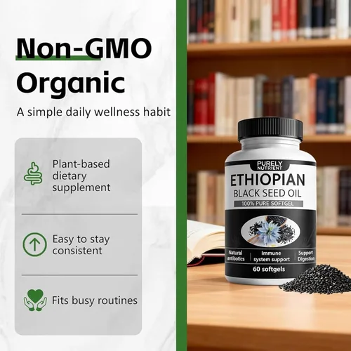 Miniatura 4 de Aceite de semilla negra etíope Purely Nutrient, aceite de semilla de comino negro prensado en frío puramente nutritivo, sin OMG, sin gluten, 60
