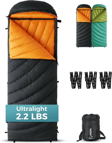 Miniatura 10 de ATEPA 3-in-1 Hybrid Down Sleeping Bag, Lightweight 3 Season Backpacking Sleeping Bag with Pad Attachment System & Compression Sack for Spring Summer