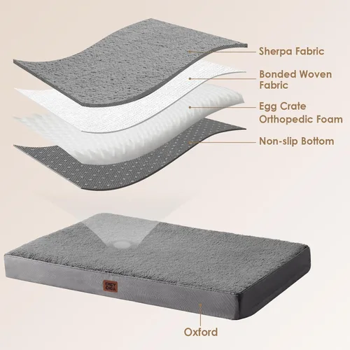 Miniatura 4 de EHEYCIGA Cama ortopédica de espuma para perros grandes, 35 pulgadas de largo x 23 pulgadas de ancho x 3.5 pulgadas de alto, gris claro