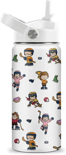 Miniatura 9 de Axolotl - Botella de agua de 12 onzas con tapa con pajilla, botella de agua de acero inoxidable con diseño de ajolotes para niñas, taza aislada