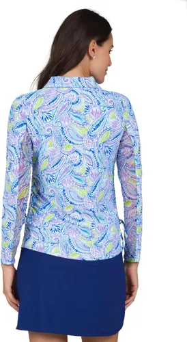 Miniatura 7 de IBKUL Athleisure Wear 48541 - Polo de manga larga con protección solar UPF 50+ Icefil Cooling Tech Massie Print