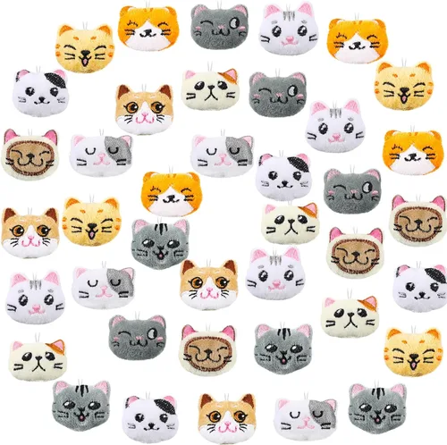 Libima Juego de 40 llaveros de peluche de animales marinos y frutas para carnaval, cumpleaños, premios en el aula, decoración para ropa (gato)