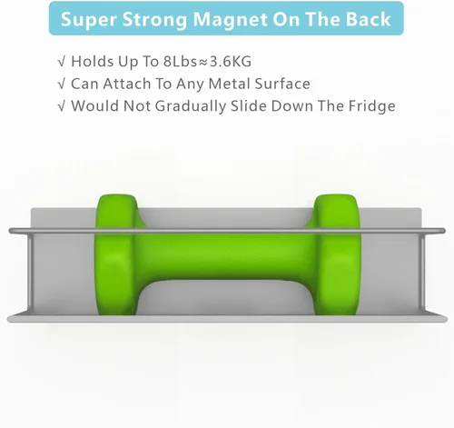 Miniatura 4 de Estante magnético para especias para refrigerador, estante magnético que ahorra espacio para nevera, paquete de 4 unidades, con soporte magnético