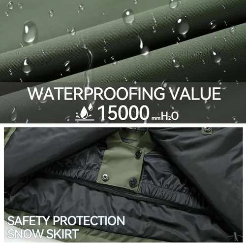 Miniatura 5 de Chaqueta de esquí para hombre, impermeable, resistente al viento, capucha extraíble para invierno, para motos de nieve, senderismo