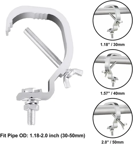 Miniatura 2 de Abrazadera C Truss de 1.18 a 2 pulgadas, paquete de 10 abrazaderas de armadura de luces de escenario Olaalite para tubo de 1.181-1.969 in