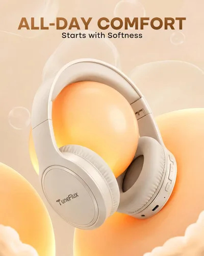 Miniatura 8 de TuneFlux Auriculares Bluetooth, auriculares inalámbricos Bluetooth 6.0 de 70 horas de reproducción, 3 modos de música EQ, plegables y ligeros sobre
